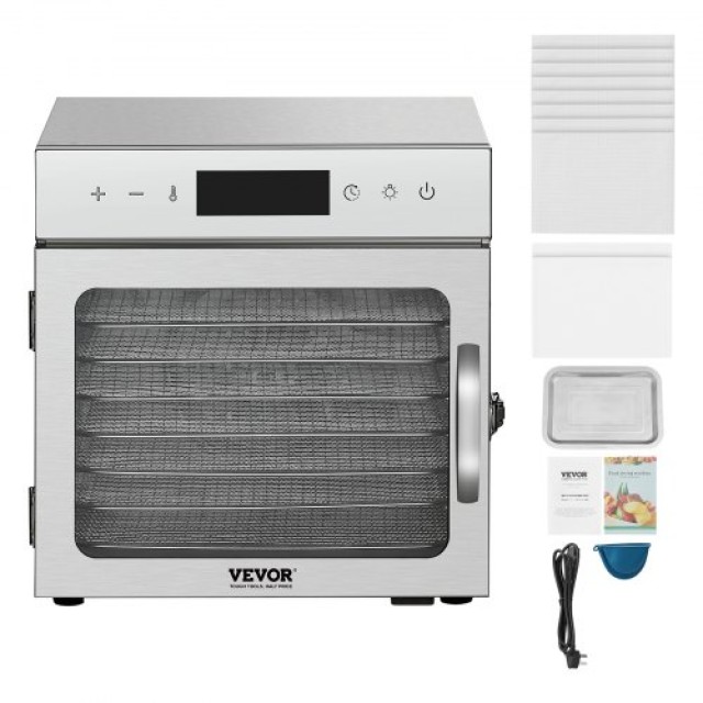 VEVOR Αφυγραντήρας Τροφίμων 8 Δίσκων 400W Ανοξείδωτος SGHGJ400W8CTHLWETV2