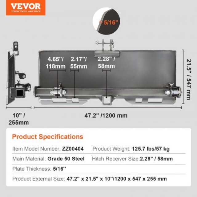 Πλάκα Προσαρμογής VEVOR 3-σημείων για Skid Steer  HYAZB3DSPAZBZNM89V0