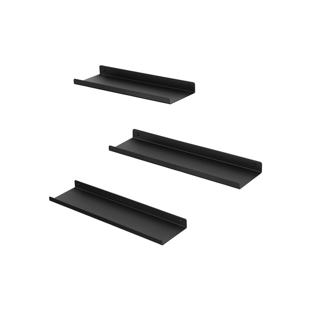 SONGMICS Σετ 3 τμχ  Επιτοίχια Μεταλλικα Ράφια 40 x 10 x 9.6 cm, 35 x 10 x 9.6 cm, 30 x 10 x 9.6 cm Τοίχου Μαύρα, LWS66B 