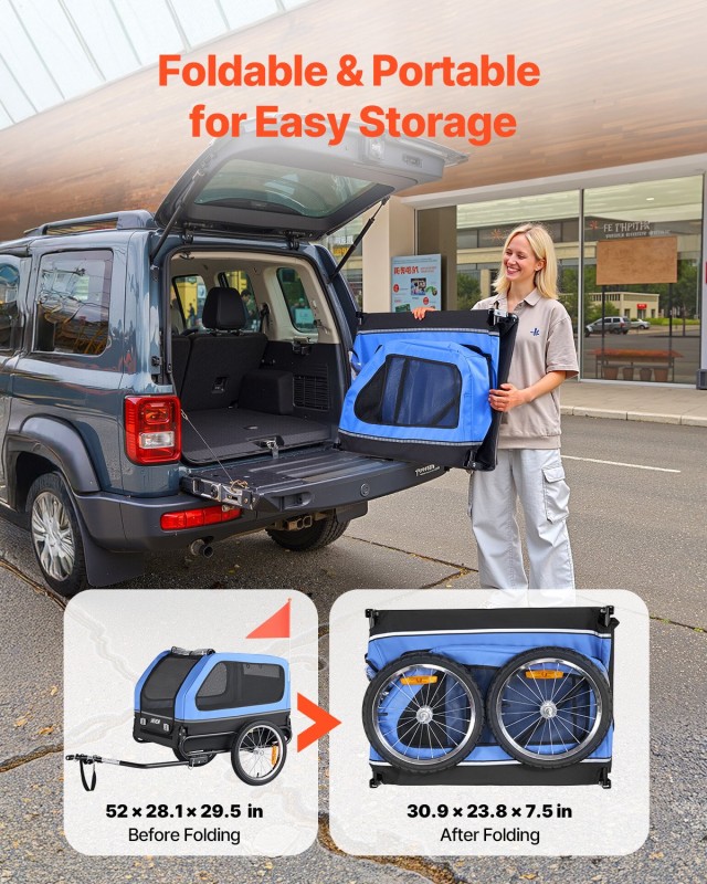 VEVOR Ρυμουλκούμενο Ποδηλάτου για Σκύλους, Διαστάσεις: 132x71.5x75 ...
