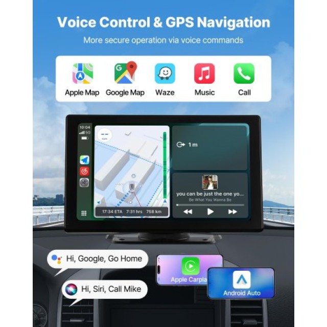 VEVOR Ράδιο Αυτοκινήτου Με Οθόνη Αφής CarPlay 9 Backup Camera CZZKP...