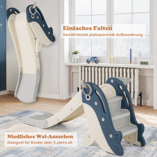 Costway Παιδική Τσουλήθρα με Μπασκέτα και Στόχο Ρίψης, Αναδιπλούμεν...