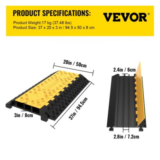 VEVOR Προστατευτικό Καλωδίων 3 Καναλιών  GXB900X580X75-3PCV0
