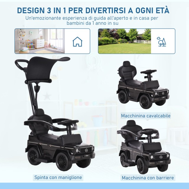 HOMCOM Push Car Model Mercedes-Benz G350 for Children, Μαύρο 370-162BK