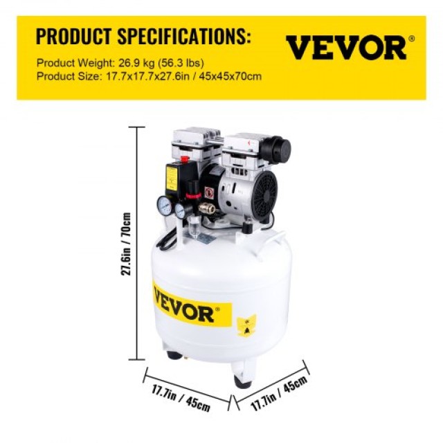 VEVOR  Φορητός Αεροσυμπιεστής Pancake 40L, 1HP, 115PSI, 5.9CFM KY40L750W220VS9ETV2