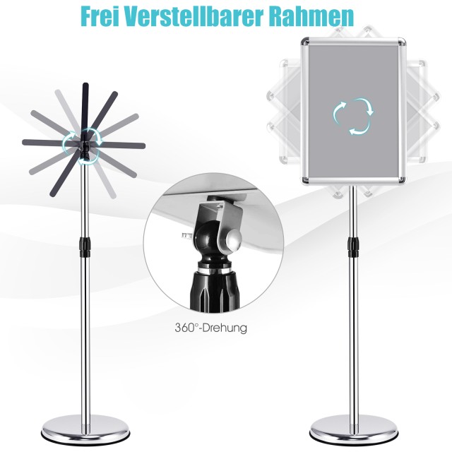 Costway Σετ 2 Ρυθμιζόμενες Βάσεις Πινακίδων Α3 με Περιστροφή Ασημί ...