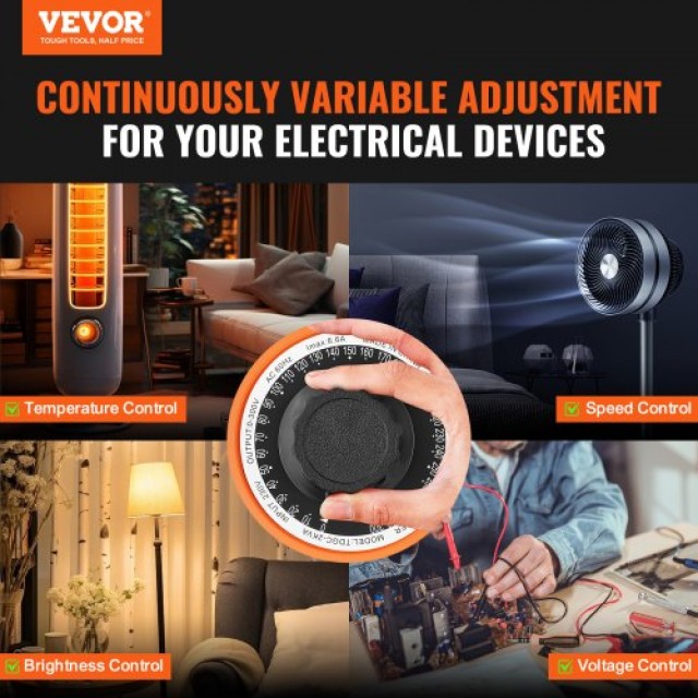 VEVOR 2000VA Μετασχηματιστής Τάσης 6.6A 0-300V Ρυθμιστής LCD CE  KB...
