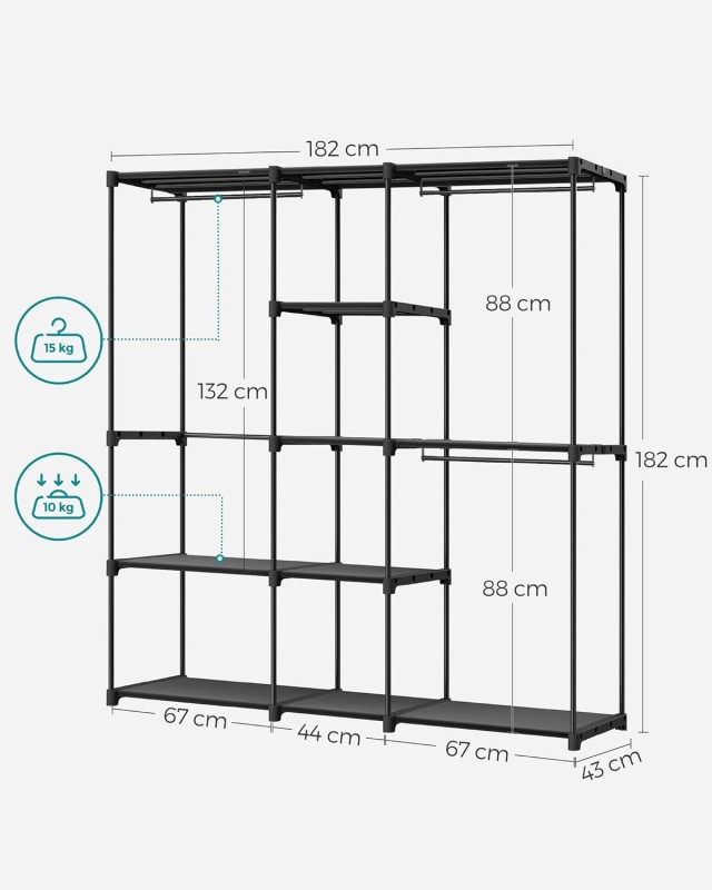 Φορητή Ανοιχτή Ντουλάπα – 43 x 182 x 182 cm – Μαύρο RYG037B02 Songmics