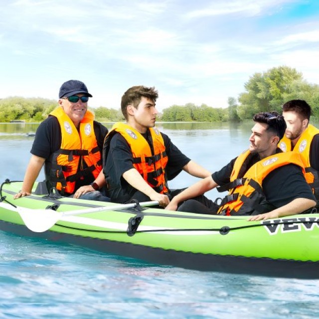 VEVOR  Φουσκωτή Βάρκα 4 Ατόμων, PVC, 45.6 Κουπιά, Αντλία, Θέσεις, 1100 lb, Ψάρεμα  YCK4RK00000087X5RV0