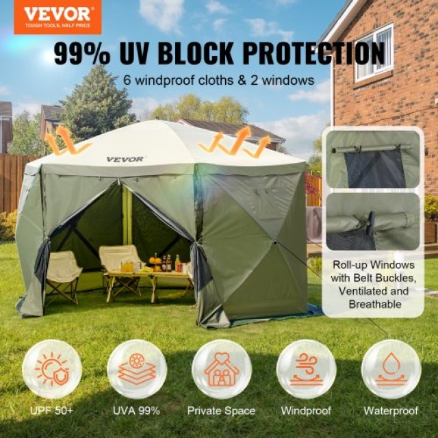 Πτυσσόμενη Τέντα VEVOR 6 Πλευρών Πράσινη  ZPSLTJLS12X1117M6V0