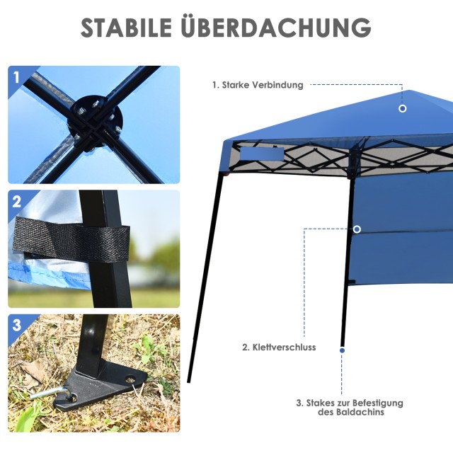 Costway Φορητό Μπλε Πάρτι Γκαζέμπο με Τσάντα 181x210εκ OP70298BL