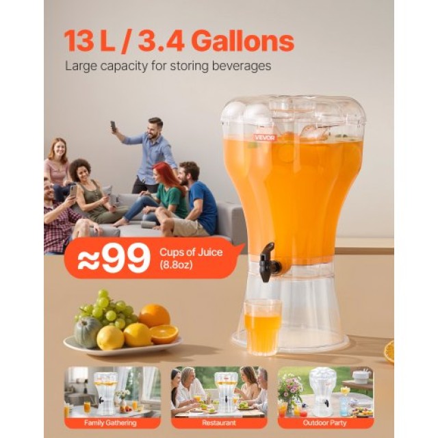 VEVOR Διανομέας Ποτών 13L με Βρυσάκι για Πάρτι Πλαστικός YLFPQSLFPQ...
