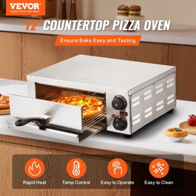 Ηλεκτρικός Φούρνος Πίτσας VEVOR 12 1500W με Ρυθμιζόμενη Θερμοκρασία...