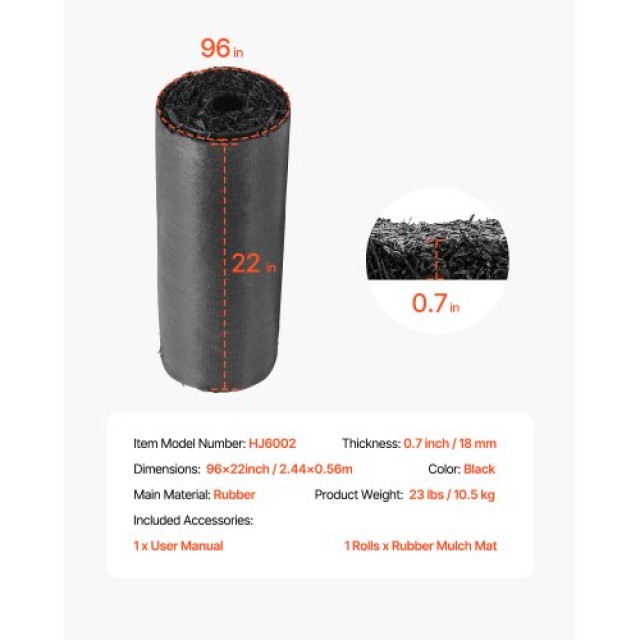VEVOR Ρολά Καουτσούκ για Τοπιοτεχνία 96 x 22in (2 Τεμάχια) XJJFGW96INCHLOAYCV0