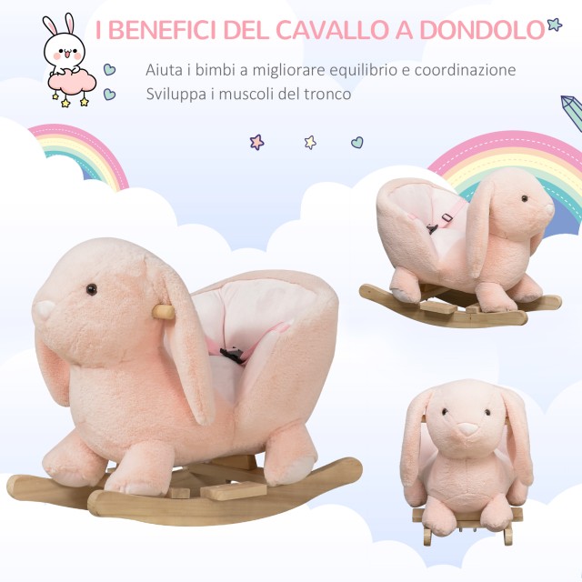 Homcom Rocking Toy in the Shape of a Pink Rabbit για παιδιά 18-36 μ...
