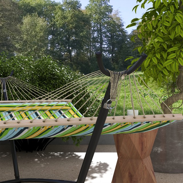 Βάση Outsunny Hammock 330 cm max με 6 τρύπες και ρόδες, Μεταλλικό, 290x120x115 cm, Μαύρο 84A-319V00BK