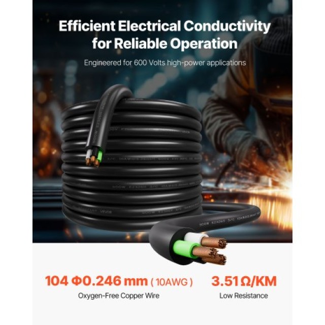 VEVOR 50 FT Xαλκος Καλωδιο Ρευματος 10AWG Επεκταση BXSDYXSOOWDLBSP4...