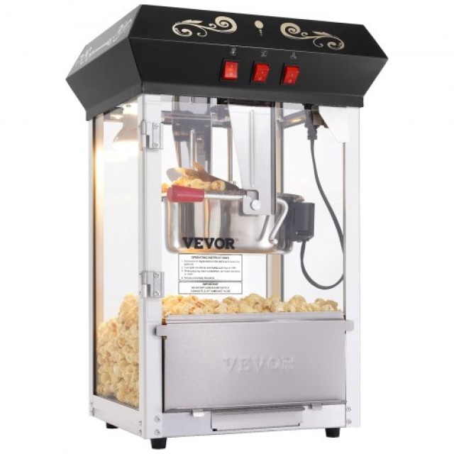 VEVOR  Μηχανή Ποπκόρν Πάγκου 850W 8 Oz 48 Κούπες Μαύρη TSBMHJ8OZ850M1C6BV2