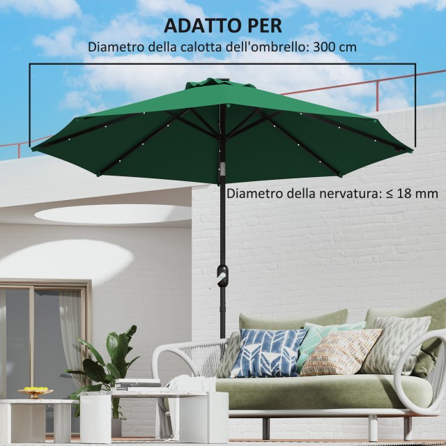 Outsunny Ανταλλακτικό Κάλυμμα για Ομπρέλα 3 μ με 8 Ακτίνες, Πολυεστέρας Αντι-UV 50+, Πράσινο 84D-424V00GN