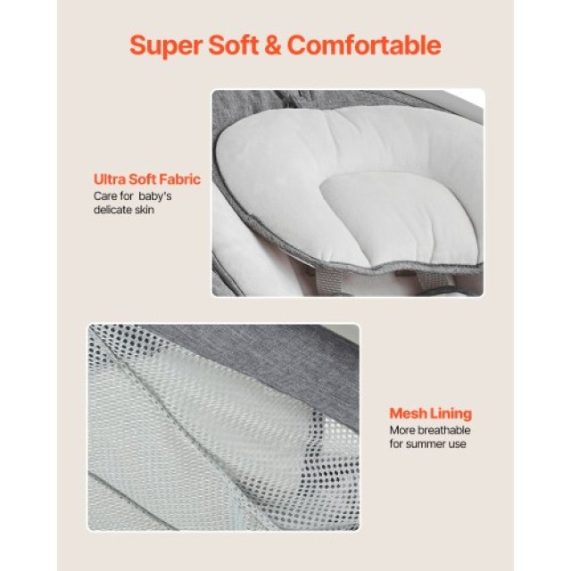 VEVOR Βρεφική Κούνια 5 Ταχυτήτων με Τηλεχειριστήριο & Bluetooth Ναν...