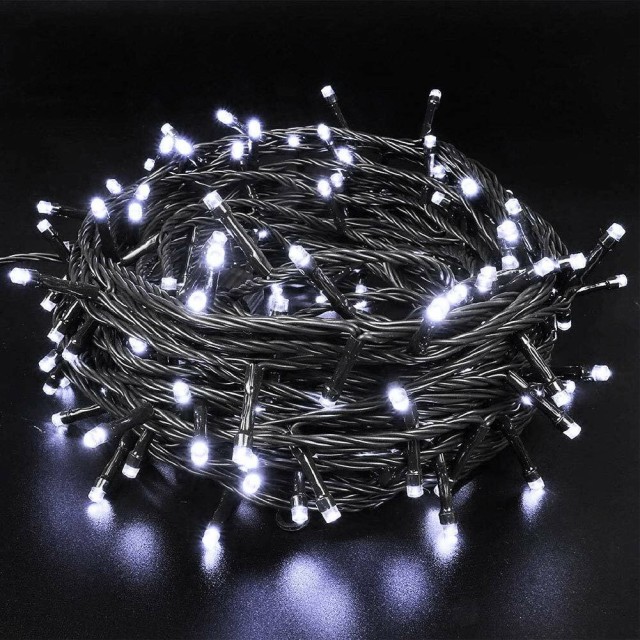BAKAJI  Αλυσίδα Φωτεινή 500 Φώτα LED Πυγολαμπίδες Ψυχρό Λευκό Ελεγκτής 8 Λειτουργίες Εξωτερικού Χώρου  02825702