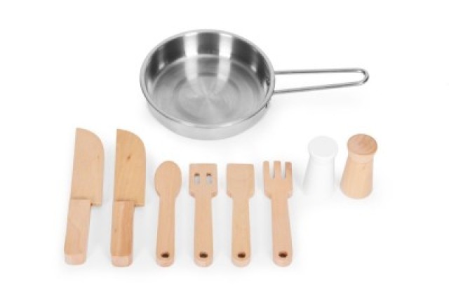 ECOTOYS Ξύλινη παιδική κουζίνα ρετρό με φούρνο, καυστήρες, νεροχύτη...