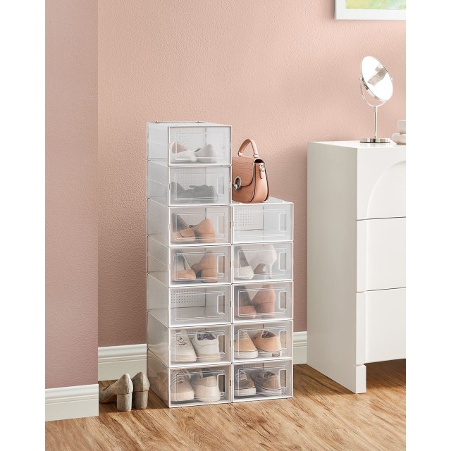SONGMICS Κουτιά Αποθήκευσης Παπουτσιών  36 x 28 x 22 cm Μέγιστο  Μέ...