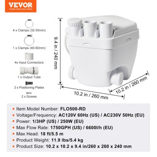 Αντλία Νεροχύτη VEVOR 200W 1500GPH για Υπόγεια και Πλυντήρια  TXSSC...