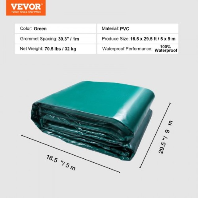 Αδιάβροχο Κάλυμμα VEVOR PVC 5x9m με Κρίκους  FSBLSPVCPVC59AFTUV0