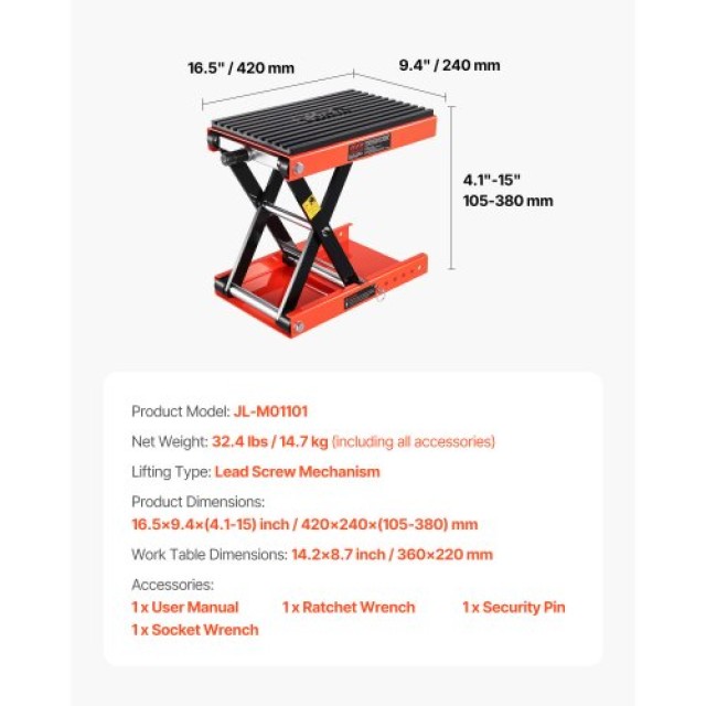 VEVOR Γρύλος Ανύψωσης Μοτοσικλέτας 1200lbs MTCXXSJJSGS1M2MZBV0