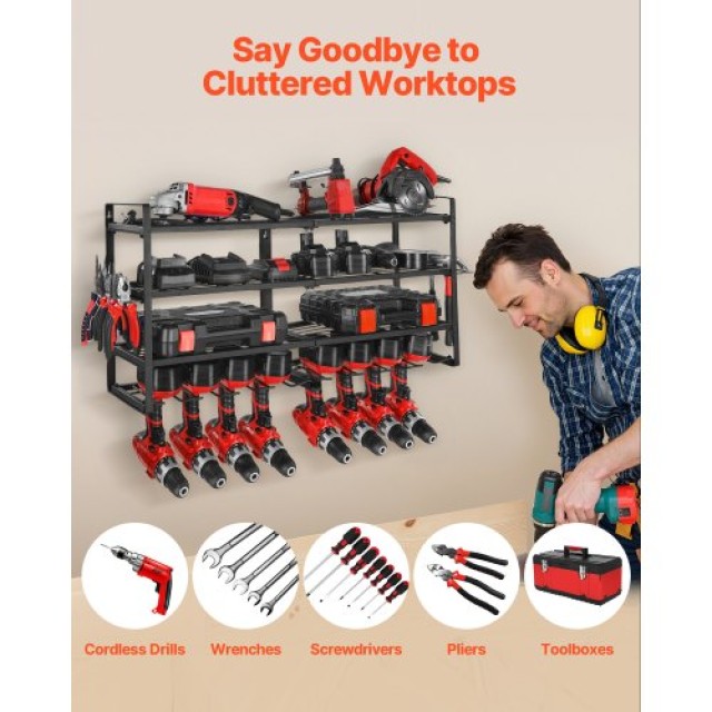 VEVOR Πολυεπίπεδη Επιτοίχια Οργάνωση Εργαλείων με 8 Θέσεις Δράπανου...