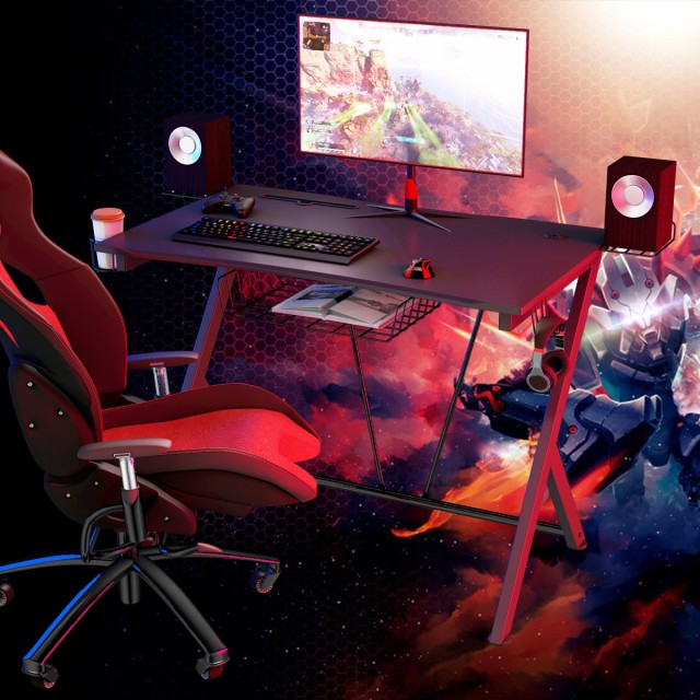 Costway Εργονομικό Γραφείο Gaming Μαύρο 106 x 59,5 x 101,5 εκ. HW66284