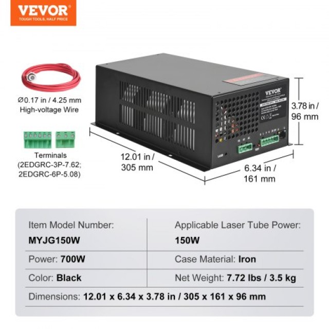 VEVOR  Τροφοδοτικό CO2 Laser για Λέιζερ 150W Χαράκτες και Κοπτικά EYHTJGGDY150TQSIKV7
