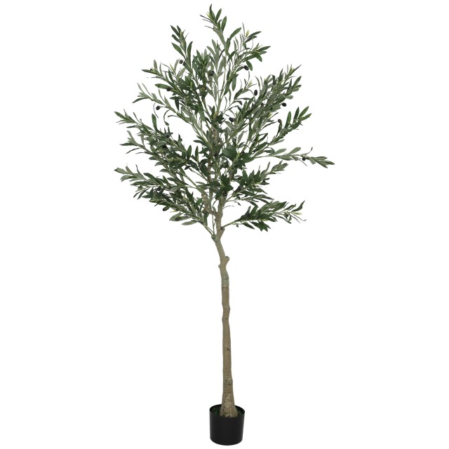 HOMCOM Τεχνητή Ελιά 180cm Ύψος με 900 Φύλλα & 40 Ελιές σε Γλάστρα -...