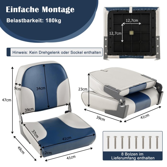 Costway Σετ 2 Καθισμάτων Βάρκας με Μαξιλαράκια Ανθεκτικά στις Καιρι...