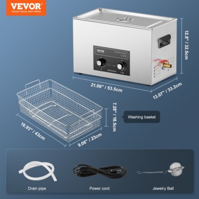 VEVOR  Υπερηχητικός Καθαριστής 30L με Θερμαντήρα, Χρονοδιακόπτη & Καλάθι Ψηφιακός Συσκευή XNKZCSBQXJ3076CG5V2