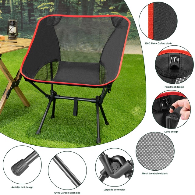 BAKAJI Πτυσσόμενο Καρεκλάκι Κατασκήνωσης Φορητό Ελαφρύ για Πεζοπορί...