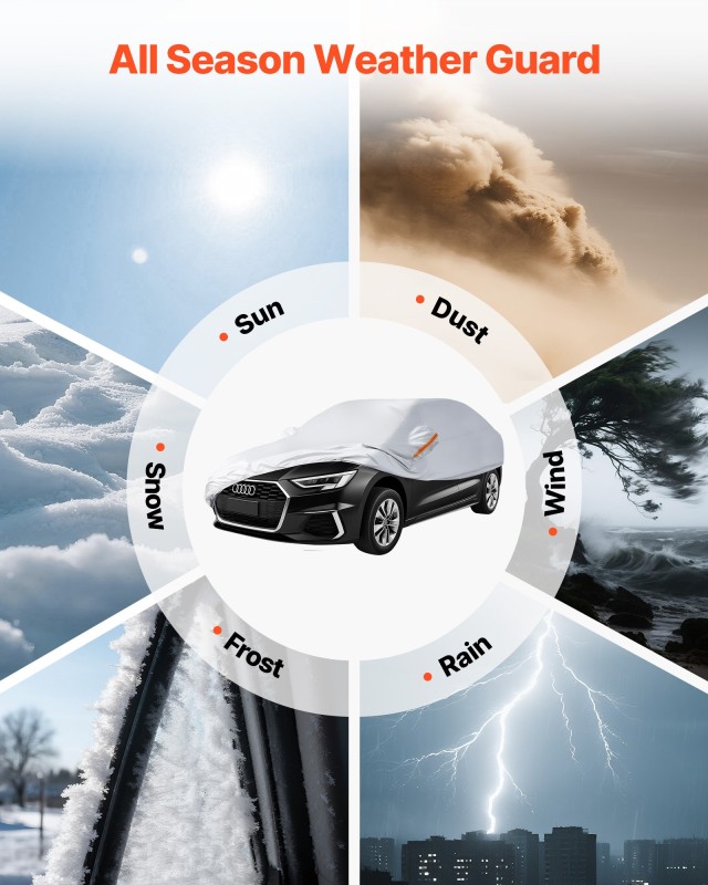 VEVOR Αδιάβροχο Κάλυμμα Αυτοκινήτου για Μεσαία Ευρωπαϊκά Σεντάν, Ασ...