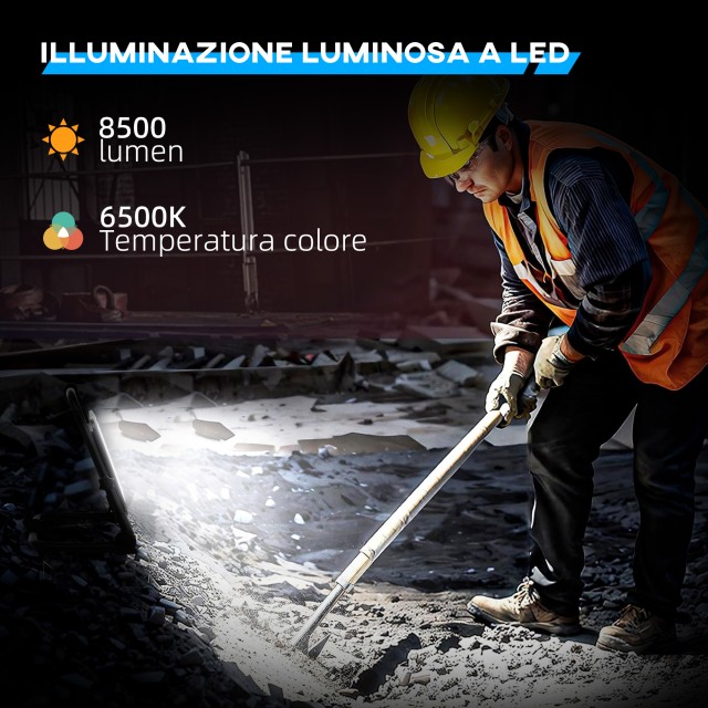 HOMCOM  Φωτιστικό LED Εργασίας 6500K με Περιστρεφόμενη Κεφαλή και Ρυθμιζόμενη Βάση, από Αλουμίνιο και Μέταλλο, 35x20x32 εκ., Μαύρο  B30-060V90BK