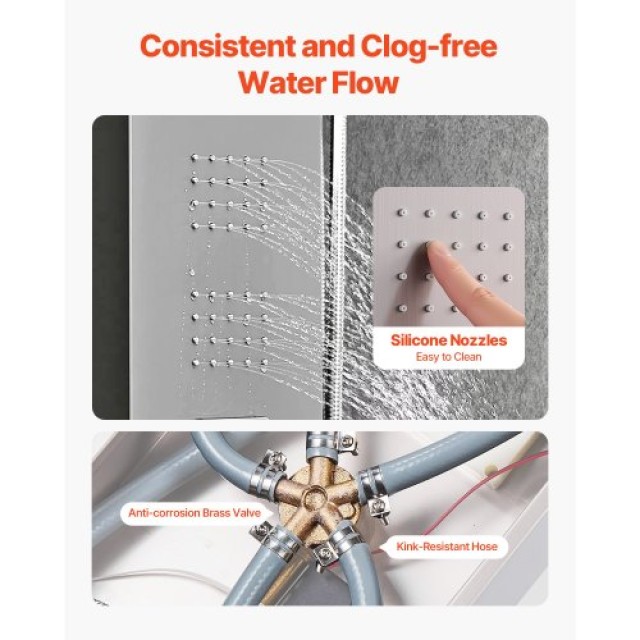 VEVOR Σύστημα Ντους Πύργου Ανοξείδωτης Στήλης με Κεφαλή Βροχής 5 Λε...