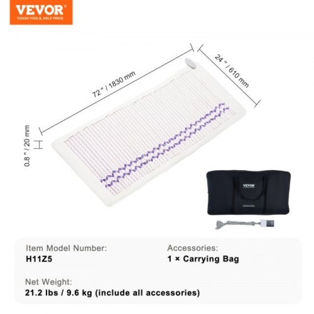 VEVOR Μακρινό Υπέρυθρο Θερμαντικό Στρώμα με Αμέθυστους Πολύτιμους Λίθους και Χρονοδιακόπτη 72 x 24 DHZSJJRDL72WXOTX3V2
