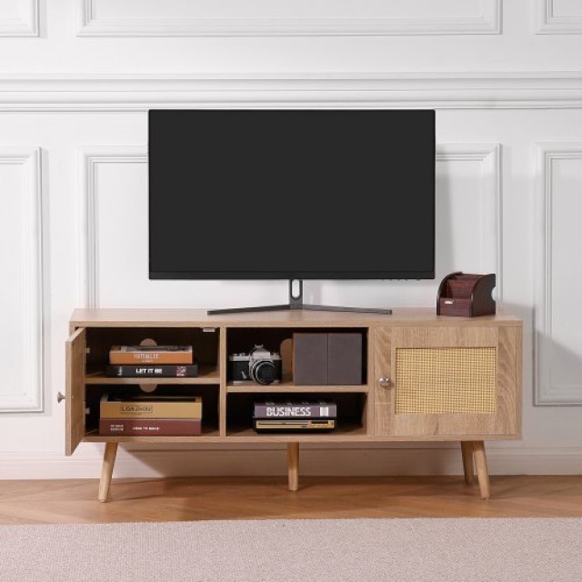 Ρατάν Έπιπλο TV VEVOR για 55 - Μποέμ, Ρυθμιζόμενα Ράφια, Δρυς  TBDSJ47INXMSQ9ZW3V0