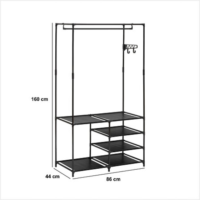 Κρεμάστρα Ρούχων με Ράφια 86 x 44 x 160 cm Μαύρο 205587 5Five Simply Smart