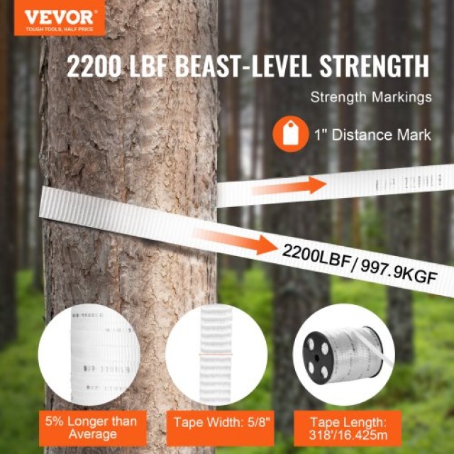VEVOR Πολυεστερική Ταινία Έλξης 5/8 x 318, Αντοχή 2200 lbf, Λευκή  DLLDB97M159M0R901V0