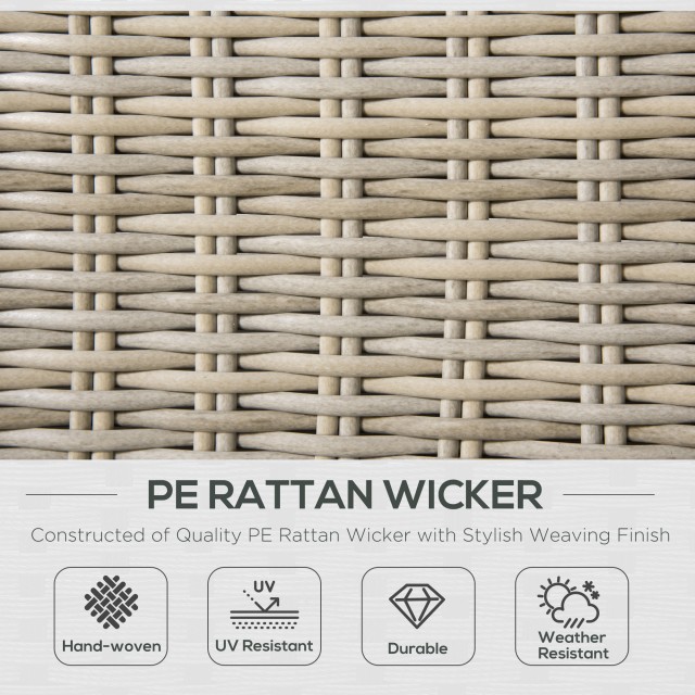 Σετ Έπιπλα Κήπου Outsunny 4 τεμαχίων σε PE Rattan, Σαλόνι εξωτερικού χώρου με 1 Καναπέ, 2 Πολυθρόνες, 1 Τραπεζάκι σαλονιού και Αποσπώμενα και Πλενόμενα Μαξιλάρια, Χακί και Μπεζ 860-211