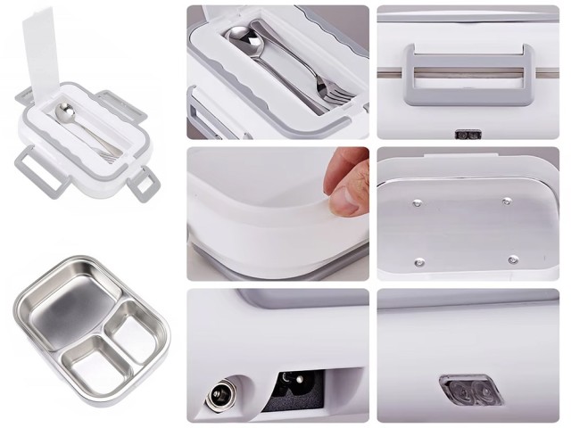 Ηλεκτρικό Lunchbox - Θερμαινόμενο Φαγητοδοχείο 40W 25.5 x 19 x 12 cm Λευκό&Γκρι 5907451366981 Verk Group