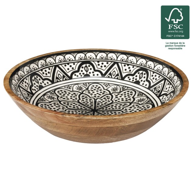 Μπολ από Ξύλο Μάνγκο Dune Μαύρο – 33cm KA0571 Home Deco Factory