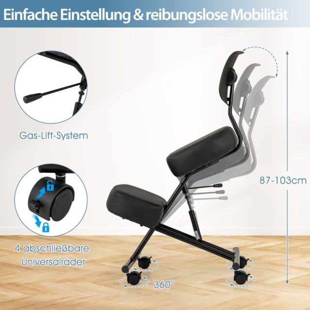 Costway Εργονομική Καρέκλα Γονάτων με Κεκλιμένο Κάθισμα για Ανακούφ...