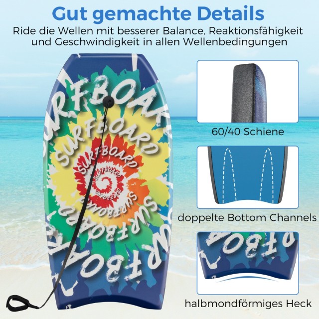 Costway Ελαφριά και Ανθεκτική Σανίδα Bodyboard με Άνετο XPE Κατάστρ...
