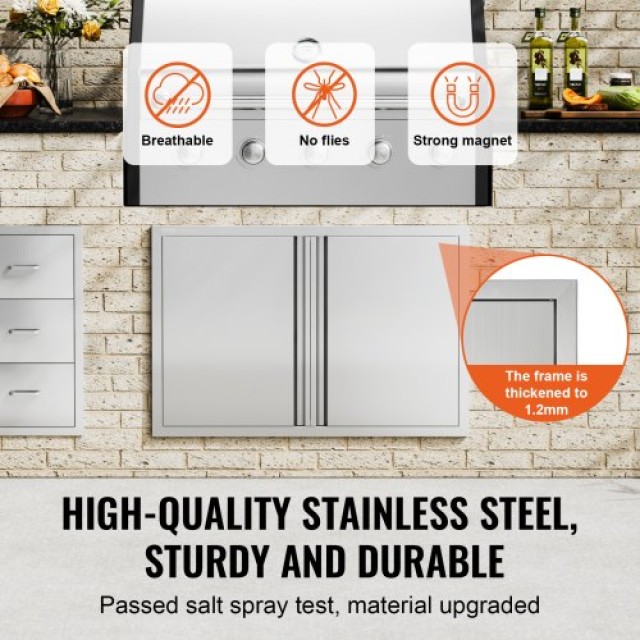 Πόρτα BBQ VEVOR 914x610 mm, Ανοξείδωτη Διπλή Πόρτα Κουζίνας Εξωτερικού Χώρου  SMABSCJMYS366SI1RV0